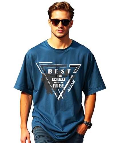 Image of AUSK T-Shirt for Mens with Round Neck Oversized Drop Shoulder