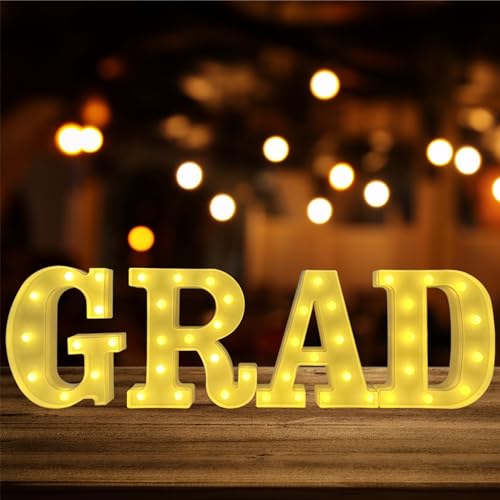 ZUOVAOV 4 LED Marquee Light Up Letter “Grad” Graduation Party