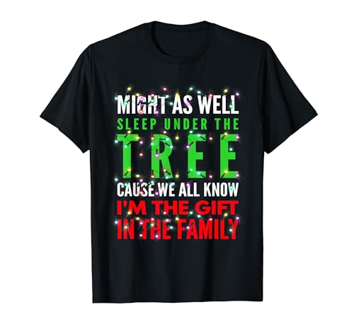 Divertidas camisetas de Navidad con texto "Sleep under the tree Shirts Christmas" Camiseta