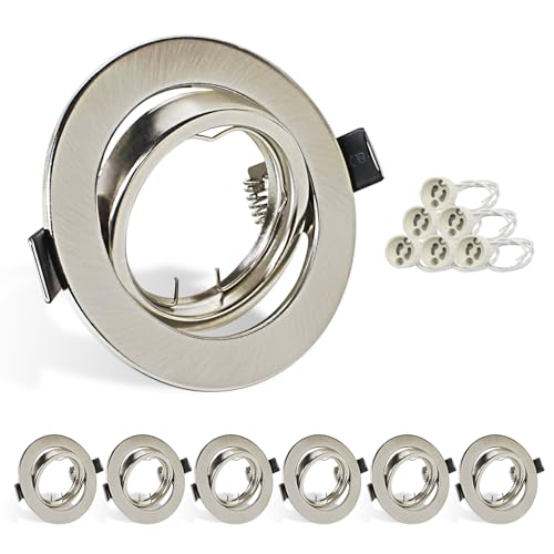 Image of HiBay 6X Downlights for Ceiling GU10 Spotlight, Round Brushed Chrome