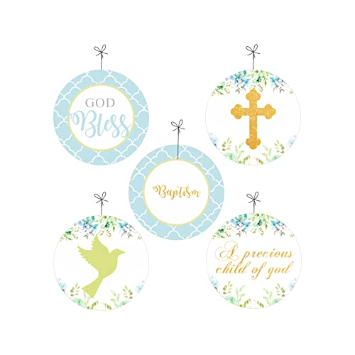Image of Pretty UR Party Baptism Party decorations Kit - 72 pcs include Banners, balloons, thank you, centerpiece, danglers, Caps, Party Supplies, Baptism Decor, DIY Decor for Boys