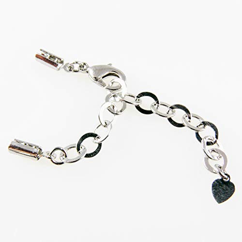 Set Karabiner 12mm Verlängerungskette Klemmkappen silbern Verschlüsse -655 Cover