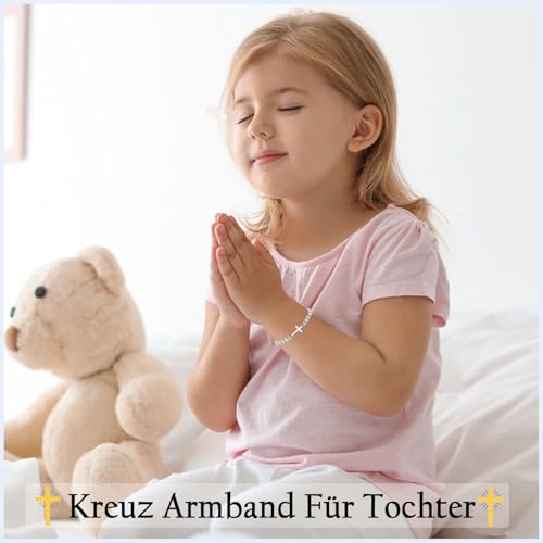 Pulsera de cruz para niñas joyería infantil comunión ajustable 4