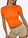 Trendy Queen Womens Short Sleeve T Shirts Summer 2026 Crop Tops Basic Slim Fit Gym Workout Y2k Clothes Orange XS