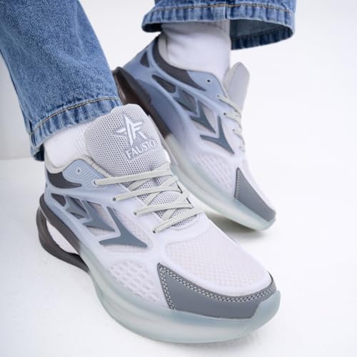 Image of FAUSTO Men's Sports Running Sneakers|Memory Cushion and Anti-Skid Bounce Back Phylon Sole|All Day Comfortable Walking Shoes|Gym and Training Shoes
