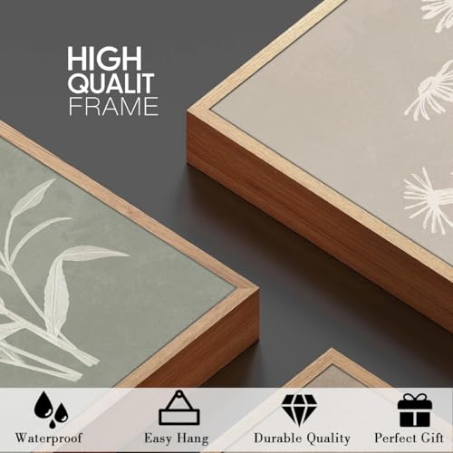 Anyzal Large Framed Boho Botanical Wall Art 16x24 Inch Neutral Plant Canvas Wall Decor Minimalist Floral Farmhouse Painting for Living Room Bedroom Dining Room Set of 3 by Anyzal - Used condition - Image 7
