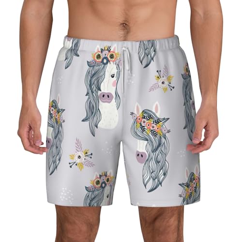 Short de plage pour homme imprimé chevaux : maillot amusant toutes activités