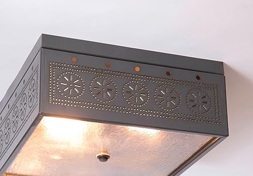 Irvins-Tinware-431CCT-2-Light-Flush-Mount-Square-Ceiling-Light-with-Chisel-in-Country-Tin-Primitive-Country-Tin-Lighting Irvins Tinware 431CCT 2 Light Flush Mount Square Ceiling Light with Chisel in Country Tin Primitive Country Tin Lighting