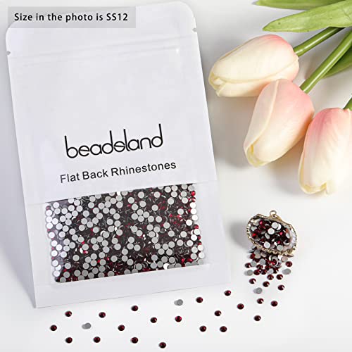 Image of beadsland Flat Back Crystal Rhinestones Round Gems for Nail Art and Craft Glue Fix, Dark Siam (2.9-3.0mm) SS12 /1440pcs