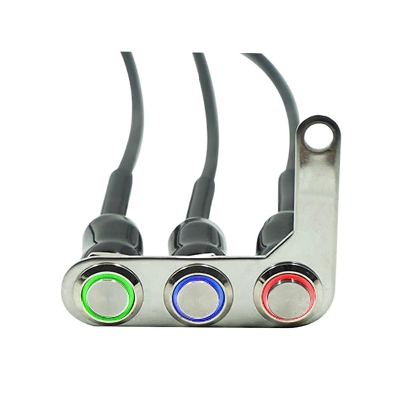 Interrupteur guidon moto 3 boutons étanche pour commande de phare klaxon clignotant