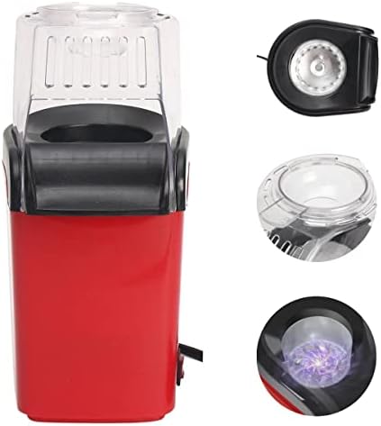 Hot Air Mechanism "Fat Free" Popcorn Maker | No Oil | 6 Bags Included | Healthy Home-Made Treats | Movie Nights/Sleepovers/Kids Parties | 1200 W | Red | Anti Slip Feet