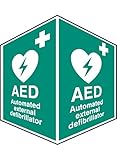 Vorderseite: 150 x 200 mm Caledonia Signs 56093 Aed Notfall Defibrillator Projecting Sign