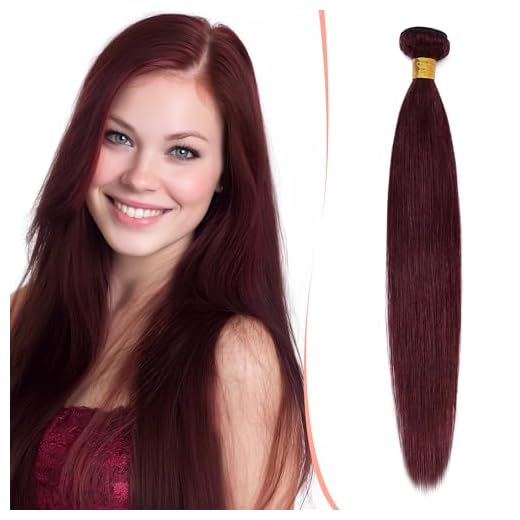 Tissage Cheveux Naturel - Tissage Bordeaux Pas Cher Tissage Lisse Afro - Tissage Naturelle Humain - 10 Pouces 99J#Vin rouge