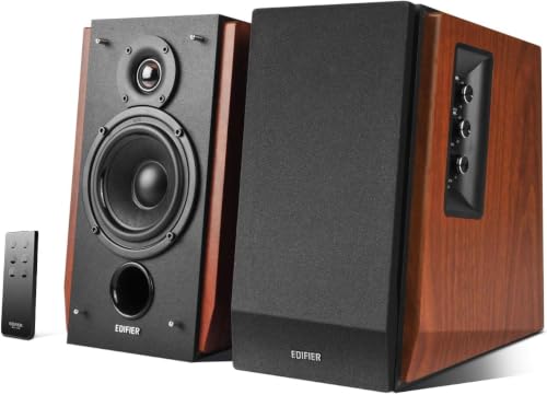 Edifier R1700BT Amplified Bluetooth Bookshelf Speaker System, 2.0 Powered Active Speakers 66 Watt RMS - Wooden