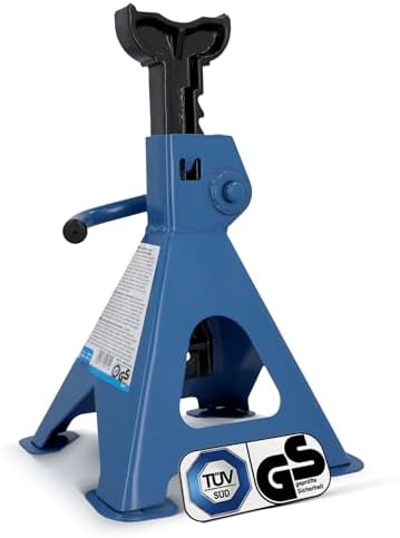 cartrend Profi Unterstellbock, 2 Tonnen Tragkraft, Stützbock für die Werkstatt oder Garage, Wagenbock für Arbeiten unter dem Fahrzeug, höhenverstellbar von 256 mm bis 411 mm, legie