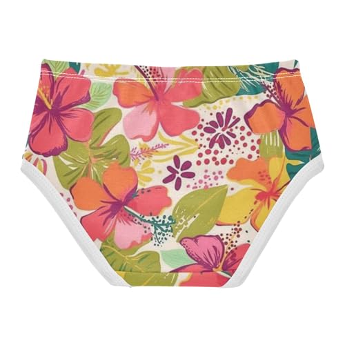 Girls' Hipster Panties Breathable Underwear for Young Girls Bright Tropical Hibiscus Floral Pattern2