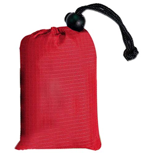 Pluuttiem Alfombra de bolsillo portátil plegable para viajes al aire libre, camping, picnic, portátil, impermeable, con bolsa de almacenamiento, color rojo