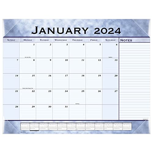 Image of AT-A-GLANCE Monthly Desk Pad Calendar, 21-3/4" x 17", Slate Blue, January To December 2024, 89701