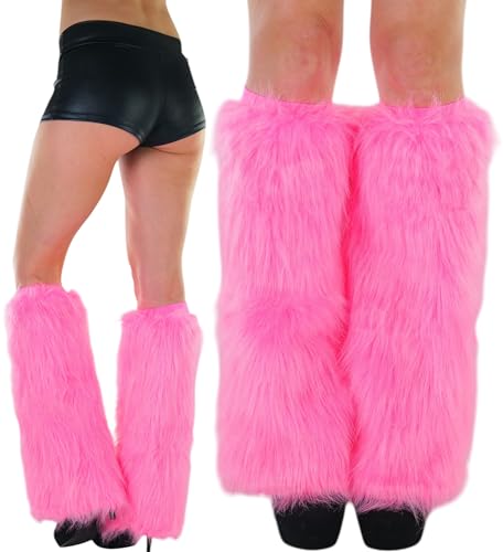 Image of ToBeInStyle Women's Faux Vibrant Fur Retro Daring 60' Inspired Ravewear Knee High Leg Warmers
