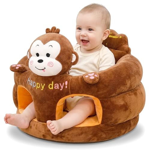 Canapé pour bébé ergonomique en peluche singe marron assis confort