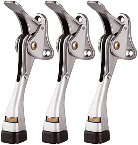 Door Stoppers Kickdown Door Stops Set of 3 Heavy Duty Doorstops Door Stops for Bottom of Door 4 Inch Easy Kick Down Door Stoppers Floor and Release Adjustable Door Stops