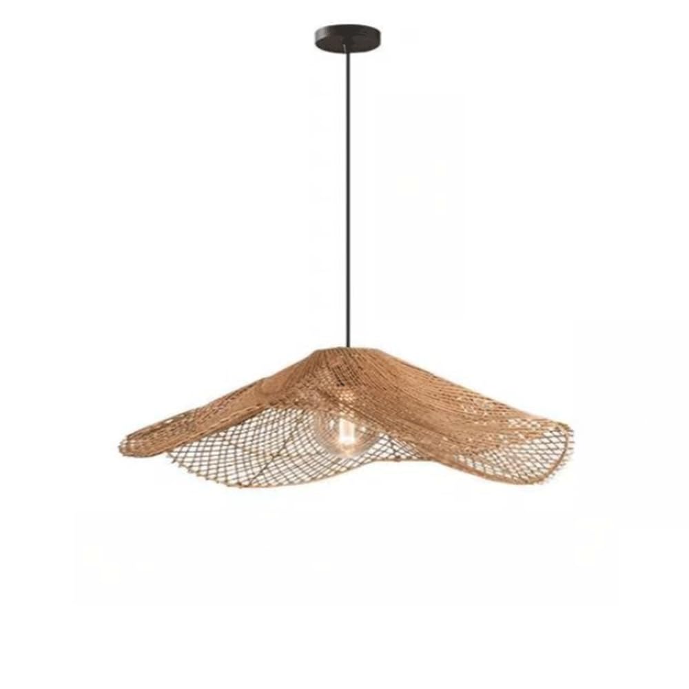 YNAHZAOK Japanese-Style Rattan Weaving Pendant Lamp Wabi Sabi Wind Hanging Lamp Vintage Hand-Woven Rattan Pendant Light for Kitchen Island Dining Room Bedroom Living Room with Adjustable Suspension