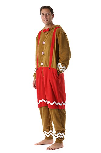 Pijama masculino de microfleece com macacão de Natal adulto #followme, Gingerbread Man, Small