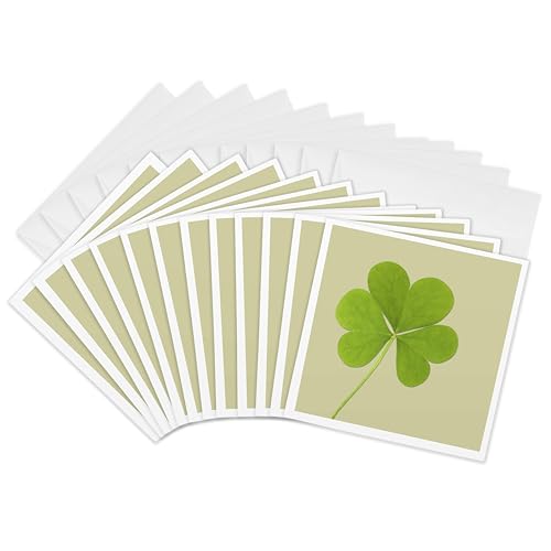 3dRose Green Clover- Irish Art- St. Patricks Day - Greeting Cards, 6 x 6 inches, set of 12 (gc_39339_2)