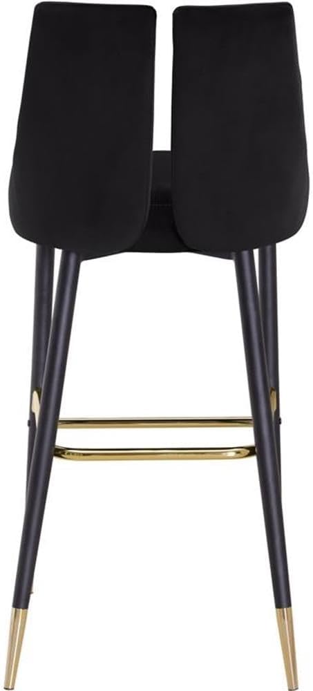 Luxurious Black Velvet Bar Height Stool with Matte Black Metal Legs