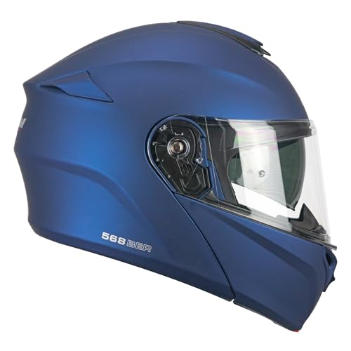 Casco modular de moto CGM 568A azul satinado de talla L para motoristas