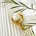 Kokoma Fashion Pearl Statement Ring for Women Gold-Tone Stainless Steel Minimalist Stacking Promise Ring Engagement Wedding Band Birthday Comfort Fit (7)
