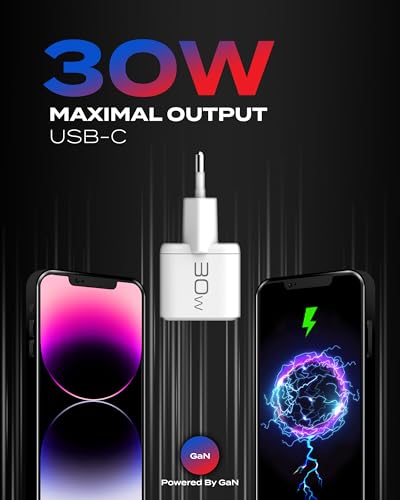 Magix Chargeur 30W NANO, USB-C GaN PD Power Delivery pour iPhone 14/14 Pro/14 Pro Max/13 Pro Max, Galaxy, iPad (EUR PLUG) (BLANC) – vue 2