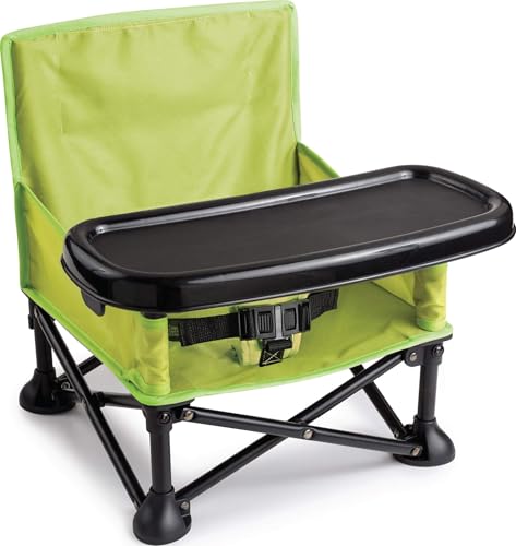 Image of Summer by Bright Starts Pop 'N Sit Portable Booster Chair, Floor Seat, Indoor/Outdoor Use, Compact Fold, Green, 6 Mos - 3 Yrs
