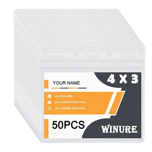 WINURE 50�� �h���o�b�W�J�[�h�z���_�[ (4 x 3�C���`�̃C���T�[�g�Ƀt�B�b�g) ���^�l�[���o�b�W�z���_�[ �ȒP�ɊJ������o�b�W�z���_�[ �W�b�p�[�t�� �N���A�v���X�`�b�N�|�[�` �r�j�[��ID�J�[�h�v���e�N�^�[