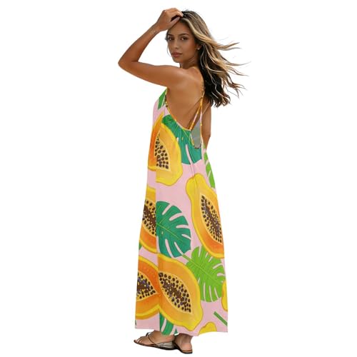 Robe caraco longue d'exception fini fluide et dos ouvert raffiné nuance papaye