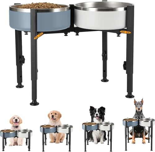 Elevated Raised Dog Bowl Stand, 4 Adjustable Heights 5-11