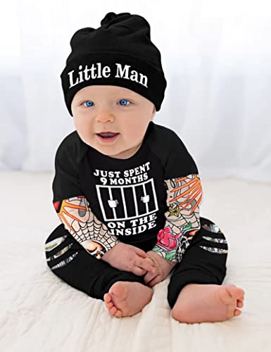 Image of Newborn Baby Boy Cotton Fake Tattoo Sleeve Romper Rockabilly Bodysuits Outfits Clothes