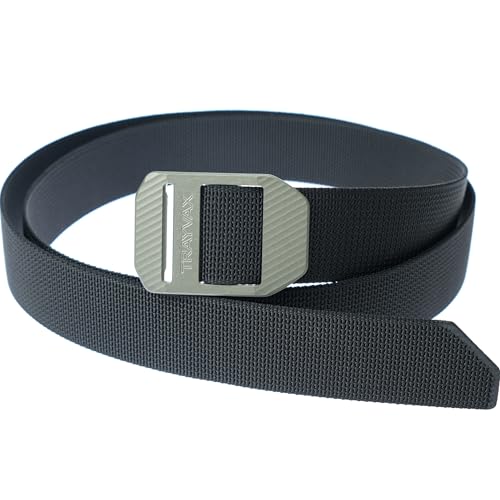 Trayvax Tactical Belt, Nylon Web Cinch Belt for Men and Women, Outdoor Hiking and Military Accessories, CNC Machined