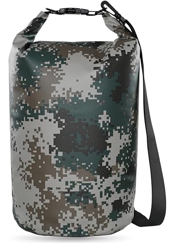 MARCHWAY Floating Waterproof Dry Bag Backpack 5L/10L/20L/30L/40L, Roll Top Sack Keeps Gear Dry for Kayaking, Rafting, Boating, Swimming, Camping, Hiking, Beach, Fishing (Digital Camo, 5L)