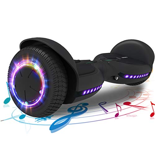 TOMOLOO Music-Rhythmed Hoverboard 6.5 inch Electric Scooter UL2272 Certificated with Bluetooth Speaker LED Lights Kids and Adult Two-Wheel Self-Balancing Scooter