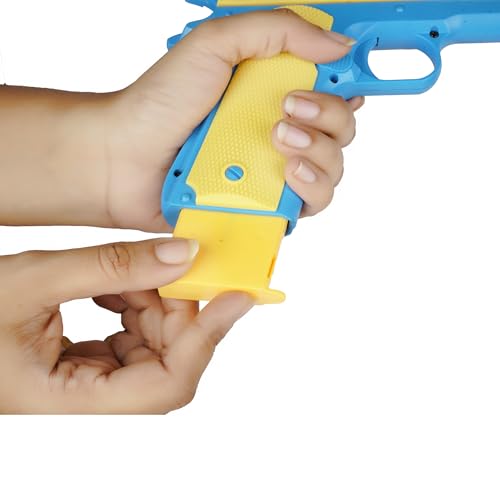 Image of Asian Toy Gun for Kids with Soft Foam Bullets & Ejecting Magazine - Pull-Back Action M1911 Pistol with Sheriff Badge & Extra Bullets - Safe Pretend Play Toy Weapon (Multicolour)
