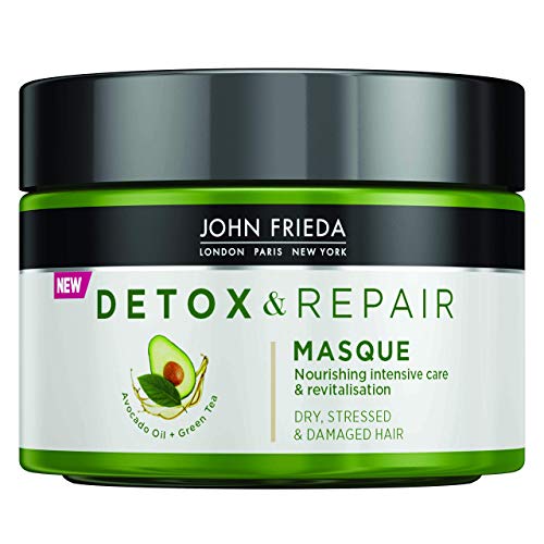 John Frieda Detox & Repair Masque for Dry, STRESSED & Damaged Hair with Avocado Oil and Green Tea, 250 ml
