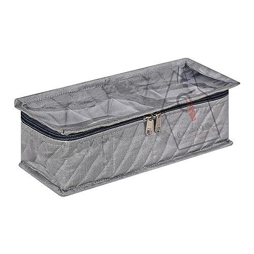 Organiser Villa Watch Storage Box Organizer | Multiuses PVC Laminate 4 Case Watch Organizer For Watches, Bracelet | Wrist Watch Holder/Bracelet Pouch Transparent Top Watch Case (Pack of 2, Grey) (B0CFL9V2HT) Amazon Price History, Amazon Price Tracker