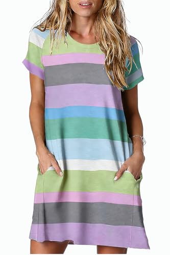 Image of Alaster Women's Casual Summer T Shirt Dress Loose Short Sleeve Tunic Dress with Pocket for Women
