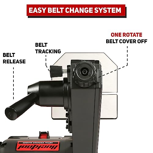 Bucktool Low Speed Bench Belt Grinder Combo, 2.1A 1x30 inch Belt & 6 inch Grinder, 1/3 HP Low Speed Bench Belt Disc Sander Combo for Knife Making, Sharpening, Woodworking, Metalworking