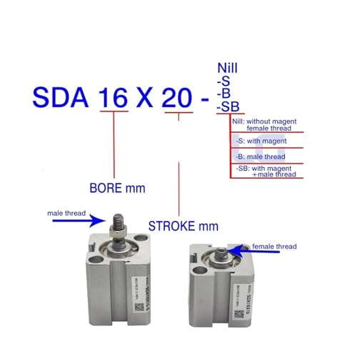 Cilindro compacto SDA40X5 neumático con doble acción magnética 3