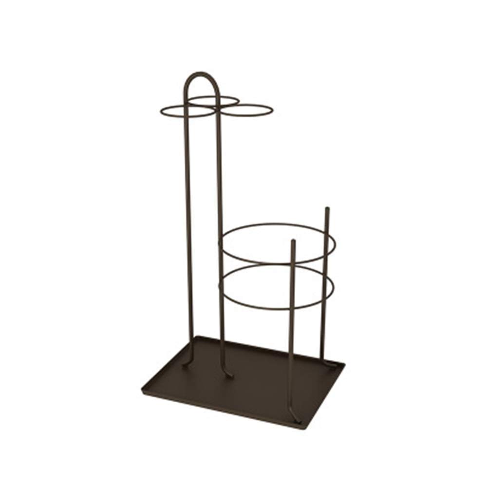 Porte-parapluie en fer forgé marron au design géométrique moderne