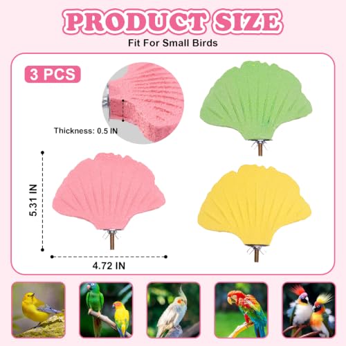 Image of 3 Pack Bird Beak Grinding Stone, Leaf Shape Birds Lava Ledge, Bird Cage Accessories Stand Platform for Budgies, Parakeets, Cockatiels, Conures