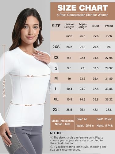 Image of Womens Long Sleeve Compression Shirts Sun Protection Workout Underscrubs