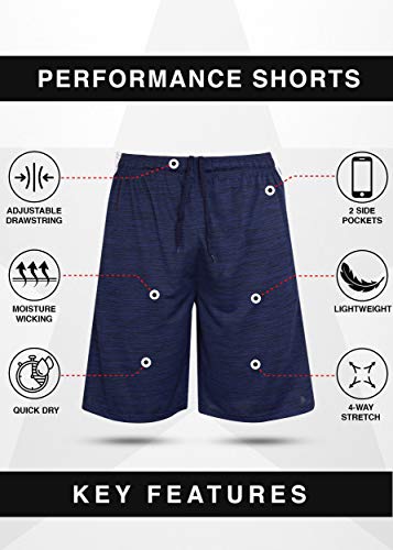 Reset Men's Athletic Workout Shorts With Pockets Dri-Fit Color Block Mesh Gym Shorts - 4 Pack (Navy/Gray/Black/Burgundy, X-Large) #TOP1